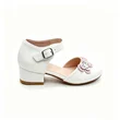 White Ankle Strap Girls Block Heel Sandals With Butterfly Decoration Wholesale