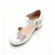 White Ankle Strap Girls Block Heel Sandals With Butterfly Decoration Wholesale
