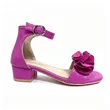 Girls Block Heel Dress Sandals 3D Ruffle Flower Ankle Buckle Wholesale