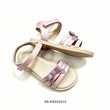 Girls Two Tone Bow Flat Sandals T Strap Hook Loop Wholesale