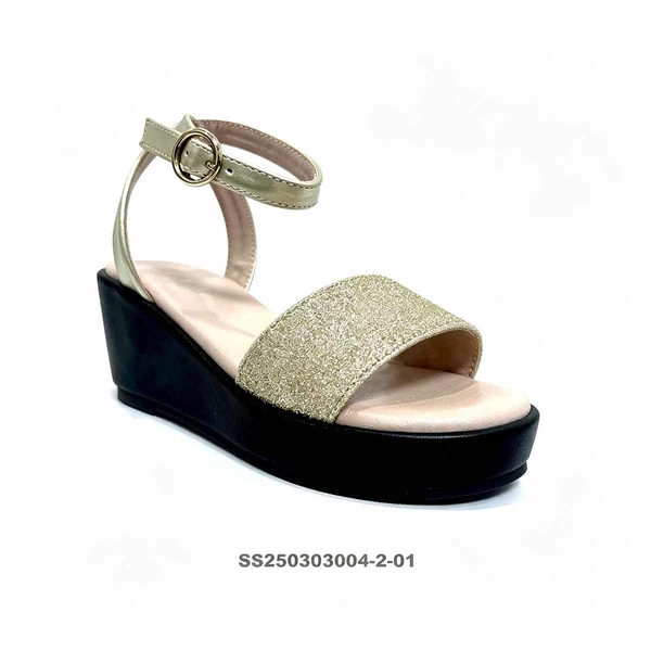 Kids Glitter Strap Wedge Sandals Adjustable Ankle Buckle Wholesale