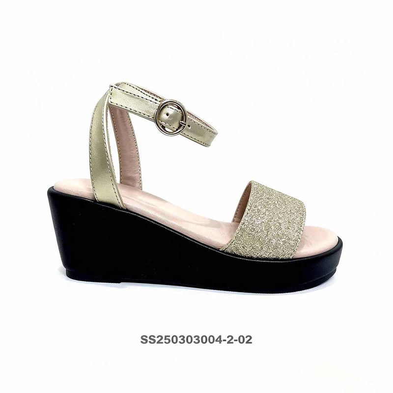 Kids Glitter Strap Wedge Sandals Adjustable Ankle Buckle Wholesale
