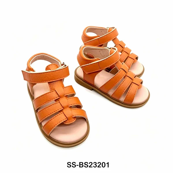 Toddler Orange Closed Toe Roman Sandals Multi Strap Wholesale