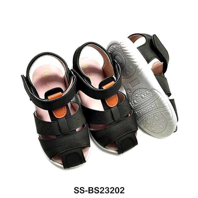 Toddler Black Orange Closed Toe Breathable Sandals Wholesale