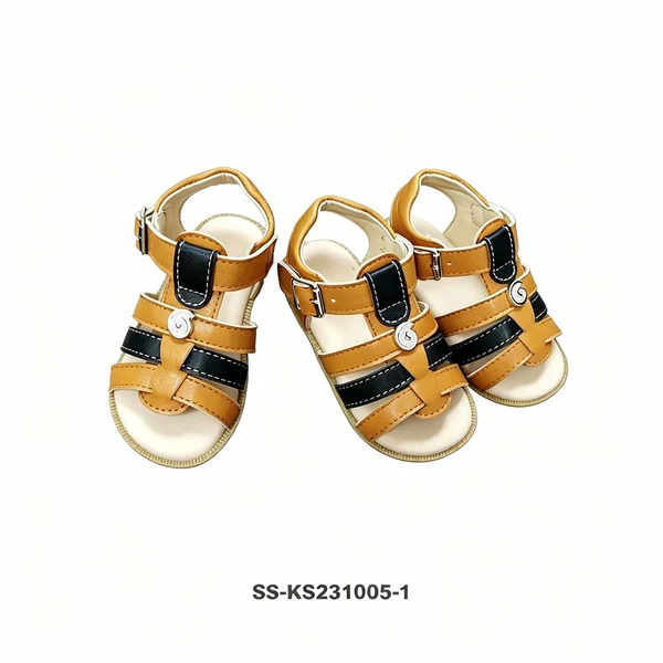 Toddler Blue Yellow Color Block Closed Toe Pre Walker Sandals Wholesale