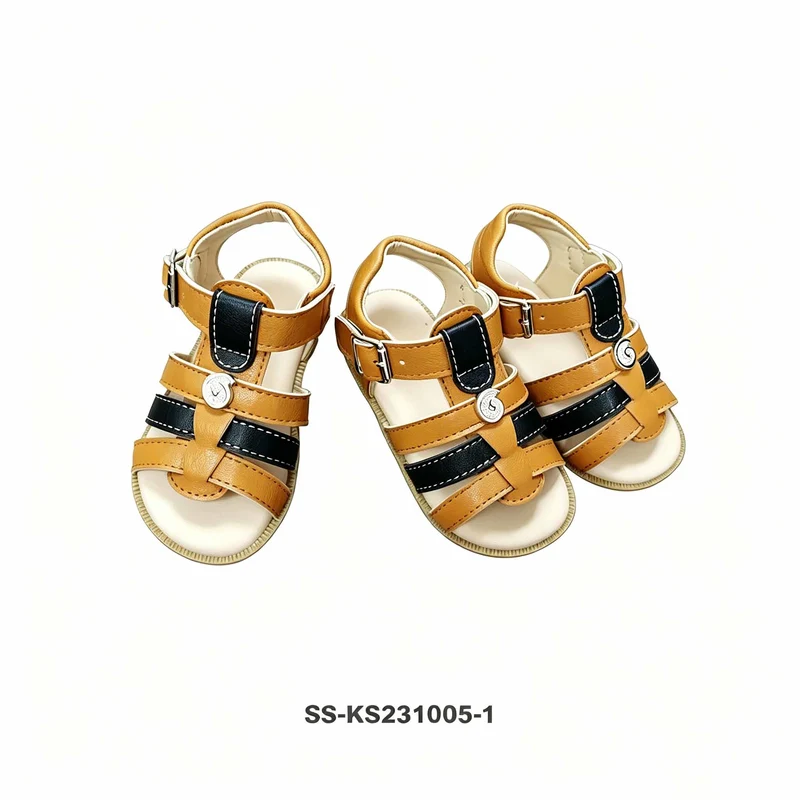 Toddler Blue Yellow Color Block Closed Toe Pre Walker Sandals Wholesale