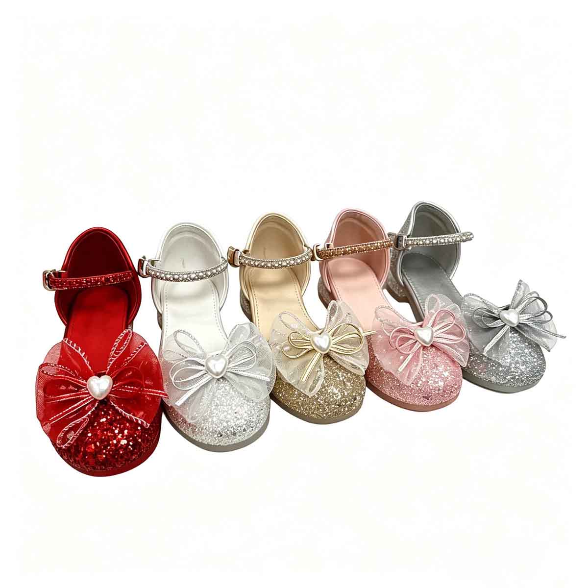 Group photo five color set girls glitter closed toe princess party sandals