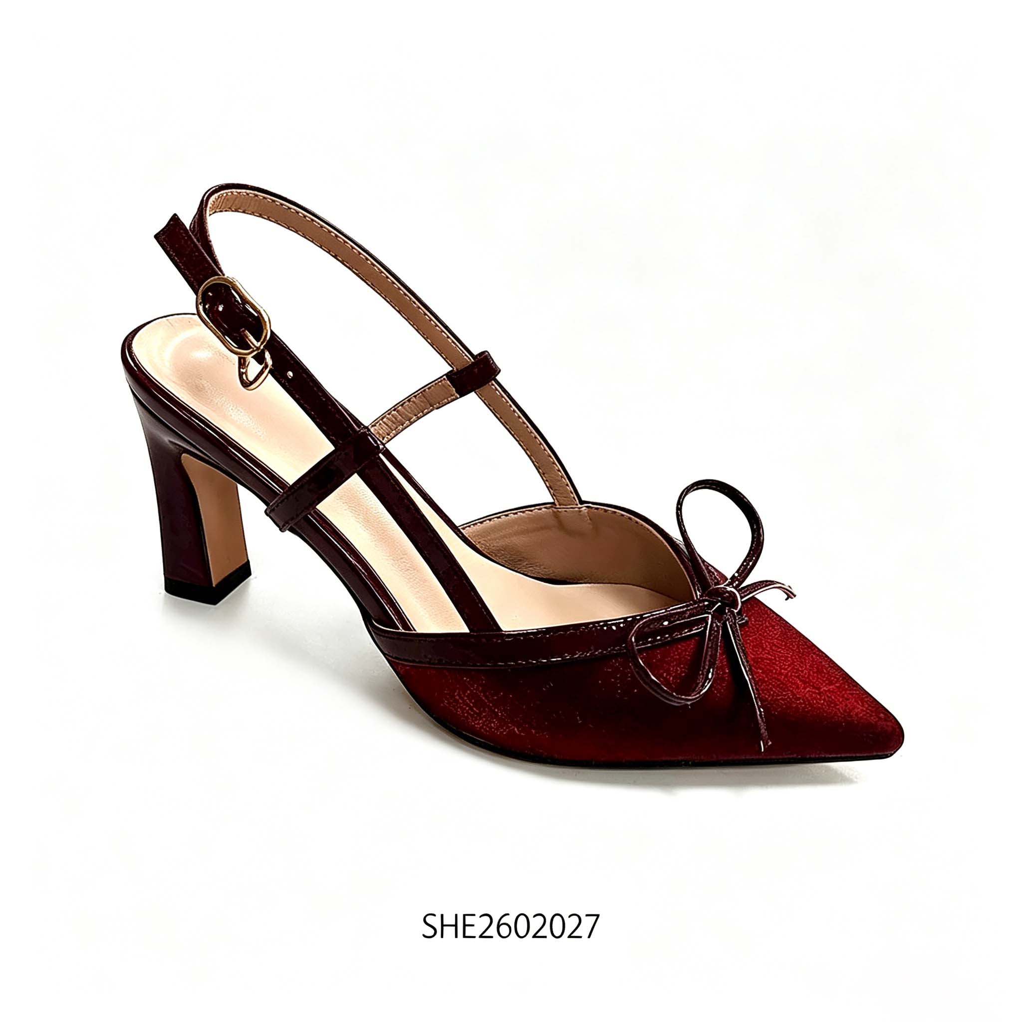 gradient wine red kids t strap slingback heels with bow