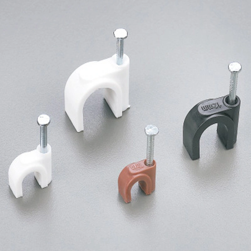 Factory supply K type round nylon PP steel nail circle cable clips