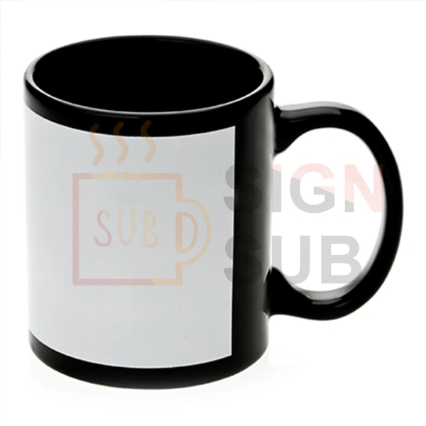 11oz Black Mug White Patch (Screen printing) 