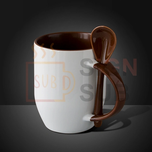 9 oz. Two-Tone Mug with Tapered Bottom (Inside and Handle Colored)Brown