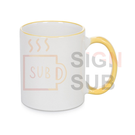 11 oz Two Tone Mugs - Color Handle & Rim（Yellow）