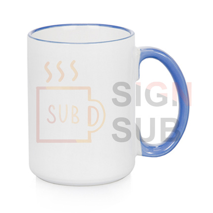 15oz Two Tone Mugs - Color Handle & Rim (light blue)