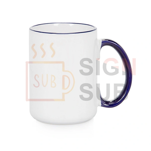 15oz Two Tone Mugs - Color Handle & Rim (Blue)