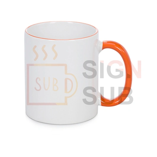11 oz Two Tone Mugs - Color Handle & Rim（Orange）