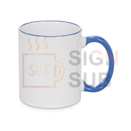 11 oz Two Tone Mugs - Color Handle & Rim（Blue）