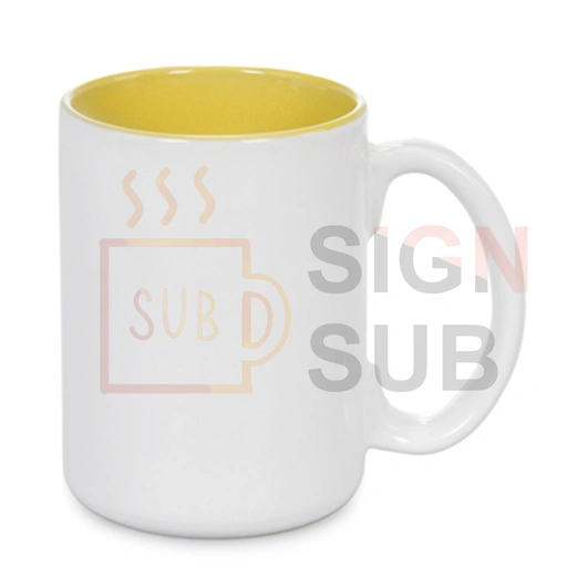 15 oz Two Tone Mugs-Inner Color ( Yellow) 