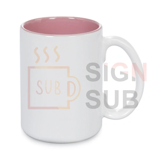 15 oz Two Tone Mugs-Inner Color (Pink) 