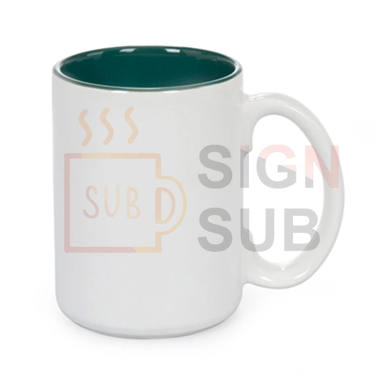 15 oz Two Tone Mugs-Inner Color (Green) 