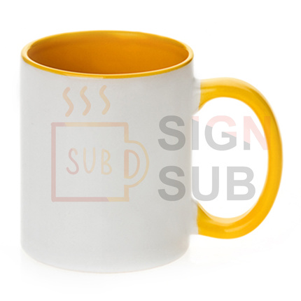  11 oz Two Tone Mugs - Inner / Handle Color (Yellow)