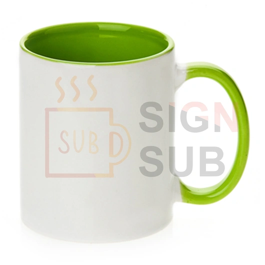  11 oz Two Tone Mugs - Inner / Handle Color (Light Green)