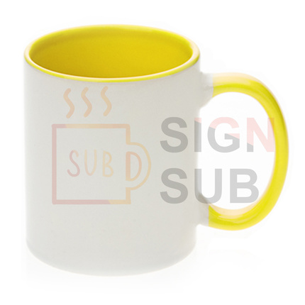  11 oz Two Tone Mugs - Inner / Handle Color (Light Yellow)