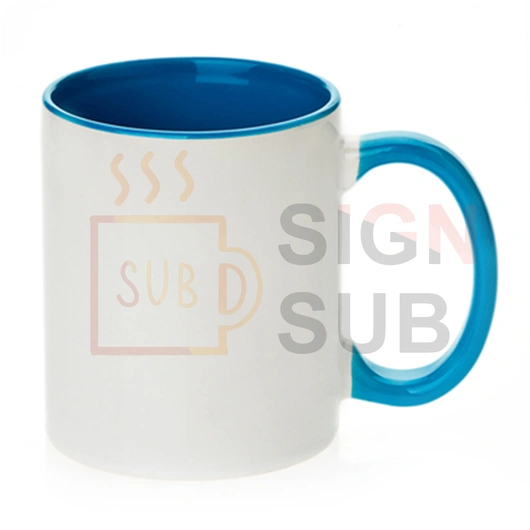  11 oz Two Tone Mugs - Inner / Handle Color (Bright Blue)
