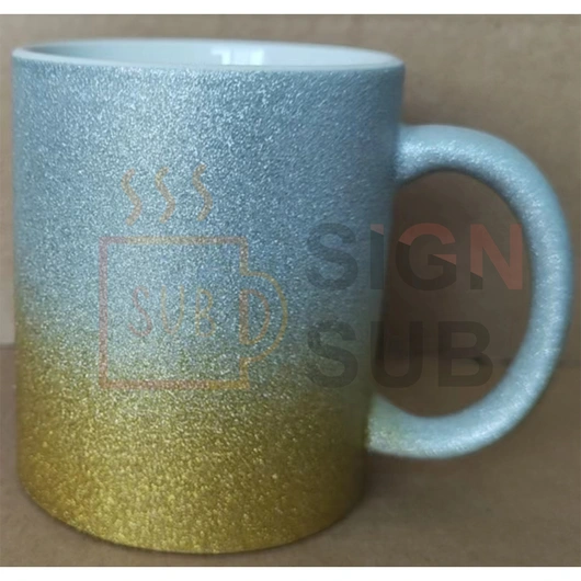 Sublimation 11oz/330ml Gradient Bottom Glitter Mug (Silver & Gold)