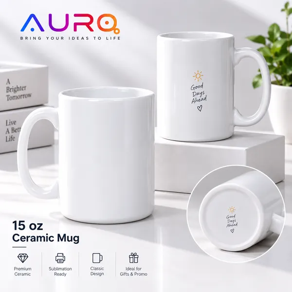 15 oz Ceramic Mug | Sublimation-Ready Blank Mug