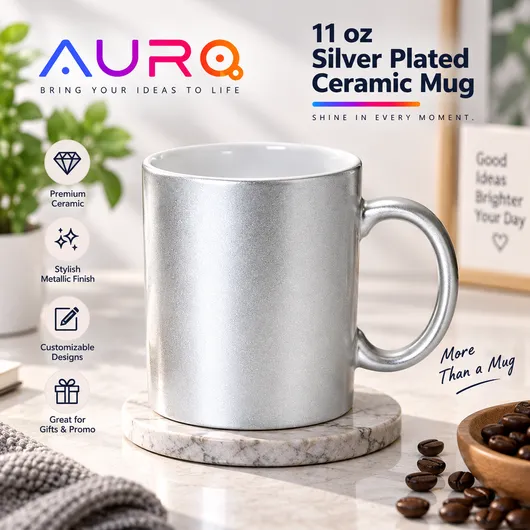 11 oz.Silver Plated Ceramic Mug