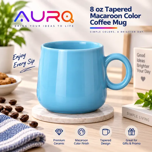 8 oz. Tapered Macaroon Color Coffee Mug – Light Blue