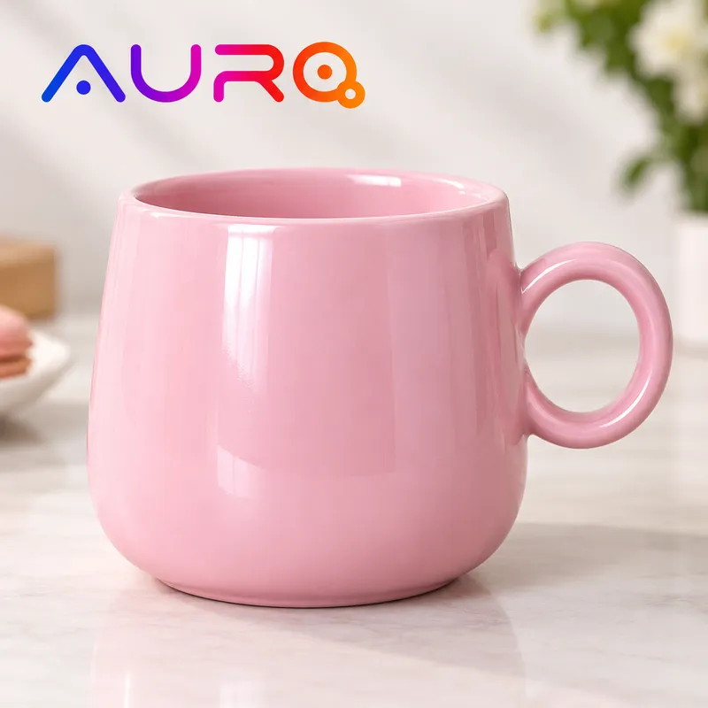 8 oz. Light Pink Tapered Macaroon Color Coffee Mug | AURA