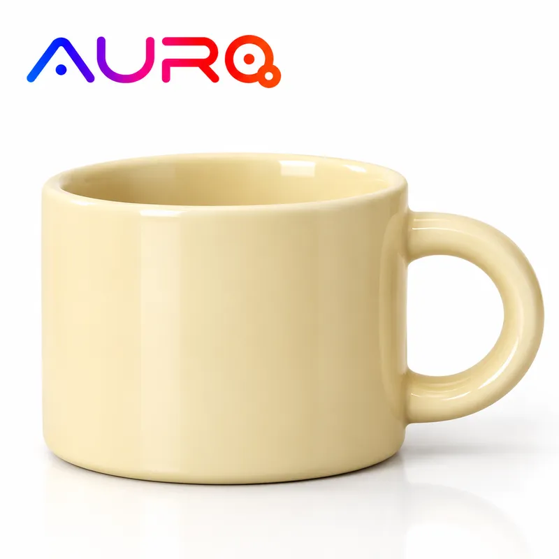 6 oz. Light Yellow Straight-Wall Macaroon Color Coffee Mug | AURA