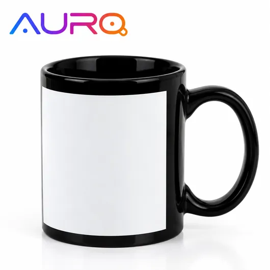 11oz Black Mug White Patch (Screen printing)