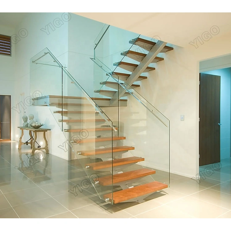 Escalera de madera y vidrio para interiores de alta calidad y estilo australiano personalizada