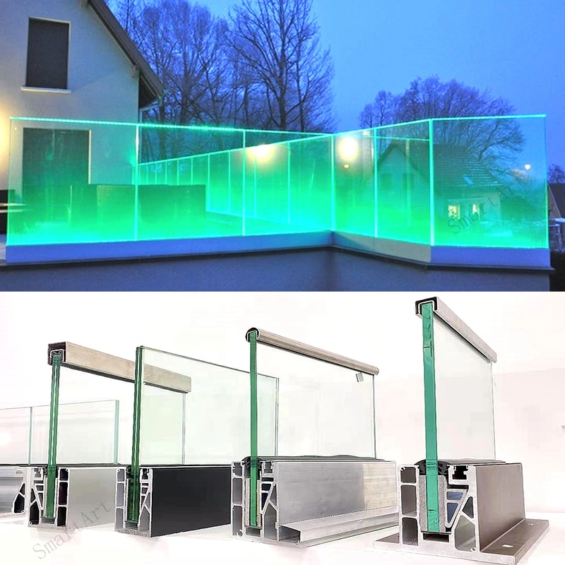 درابزين زجاجي حديث بدون إطار / درابزينات خارجية للمشروعات الخارجية