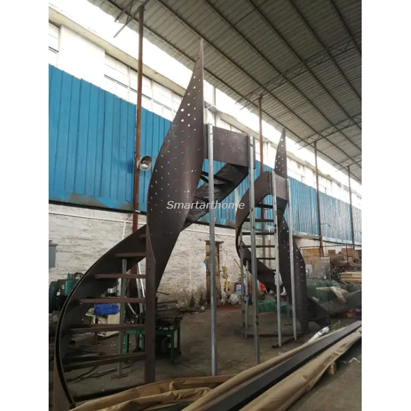 SmartArt Modern Indoor Stainless Steel Wooden Straight Staircase