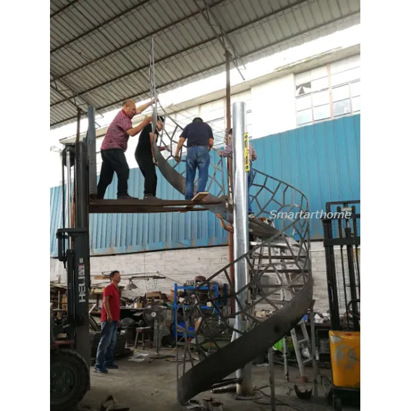 SmartArt Modern Indoor Stainless Steel Wooden Straight Staircase