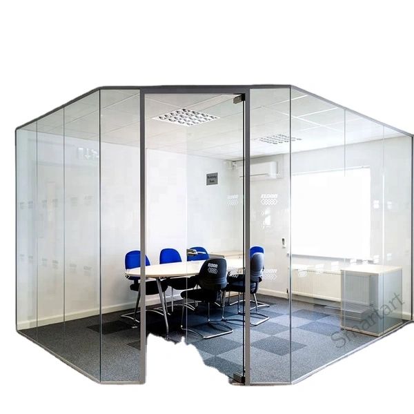 cloison de séparation de bureau sans cadre à faible coût, mur-rideau en verre