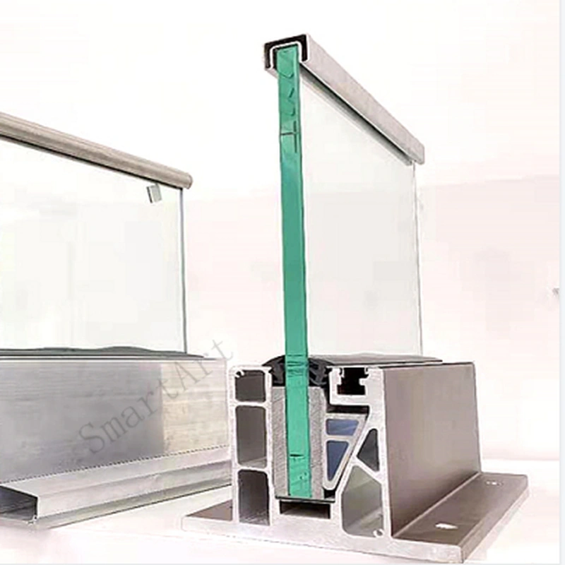 Aluminum Glass Railing Balustrade with Aluminum Base Shoe 