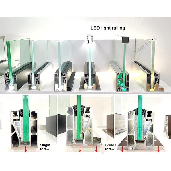 درابزين شرفة smartart درابزين زجاجي من الألومنيوم  