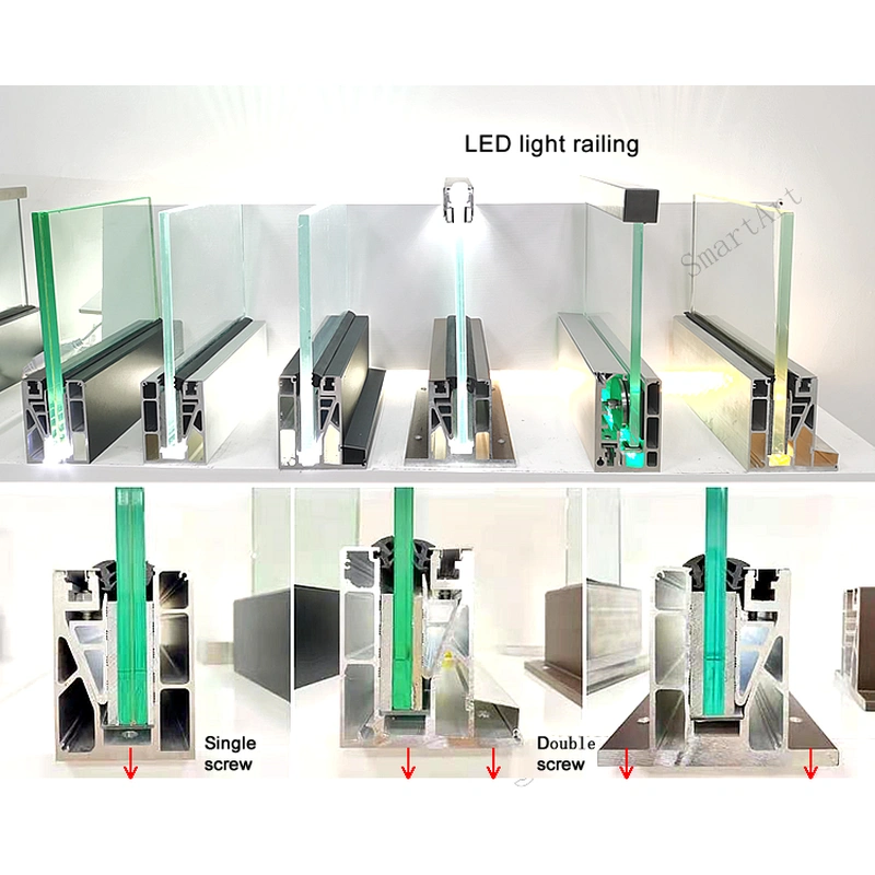 درابزين شرفة smartart درابزين زجاجي من الألومنيوم  