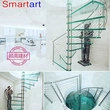 Escaleras de caracol de vidrio y acero inoxidable, fabricante de oro de China