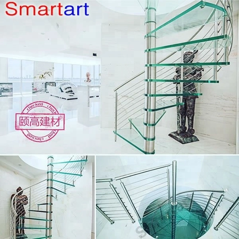 Escaleras de caracol de vidrio y acero inoxidable, fabricante de oro de China