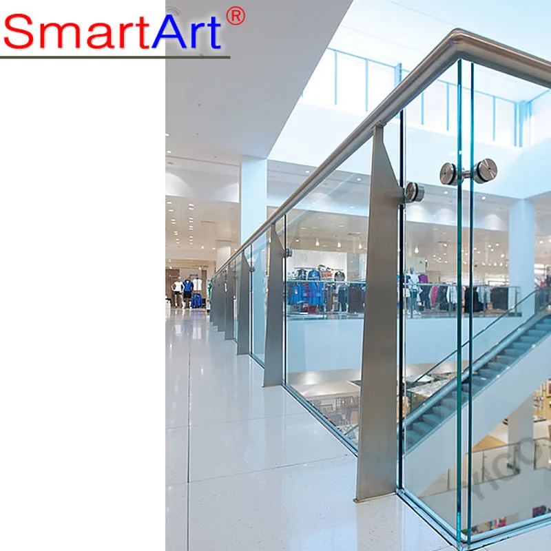 Modern u-channel glass railing balcony glass with Led Lights handrail