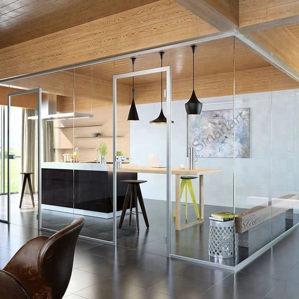 cloison de séparation de bureau sans cadre à faible coût, mur-rideau en verre