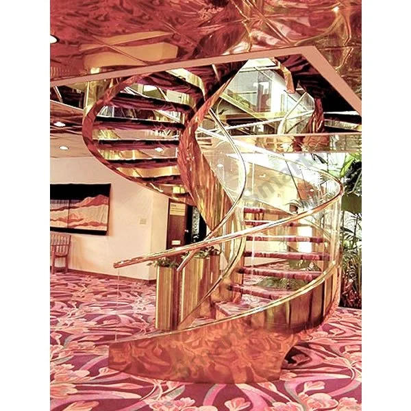 Curved Staircase With American Red Oak Treads Indoor Use Arc Stair