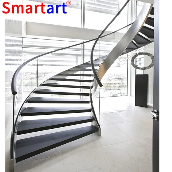 Popular Indoor Curved Wood Staircase