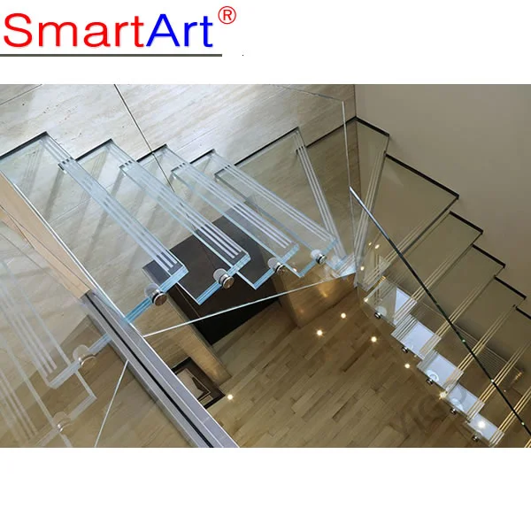 Modern Floating Straight Staircase Marble Step Design 