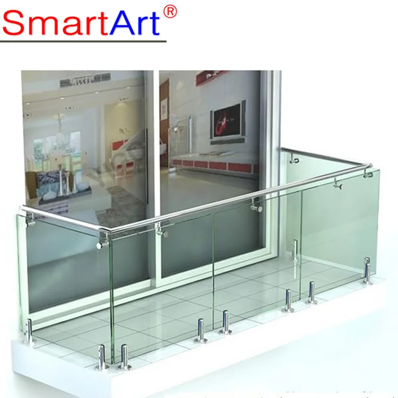Modern u-channel glass railing balcony glass with Led Lights handrail